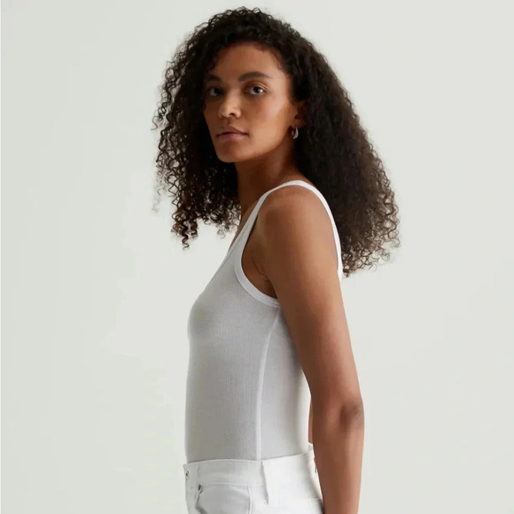 AG ADRIANO GOLDSCHMIED Jaxon Ribbed Blush Pink Basic Layering Tank Top - Picture 5 of 13